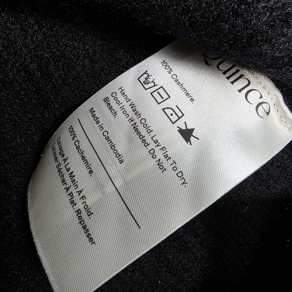 Quince 100% Mongolian Cashmere Black Fisherman Ribbed Crewneck Sweater NWT S - Picture 9 of 11